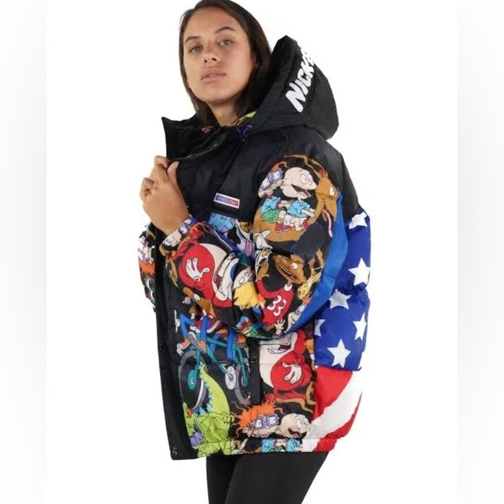 MEMBERS ONLY NICKELODEON RUGRATS PRINT PUFFER JACKET MID WEIGHT UNISEX SIZE LG.
